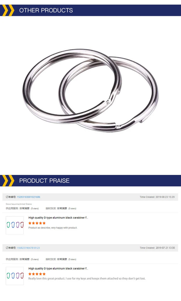 High Quality Round Key Ring Metal Steel Keyring Split Ring